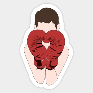 Boxer with Red Gloves - A Boxer wearing Boxing Gloves Sticker